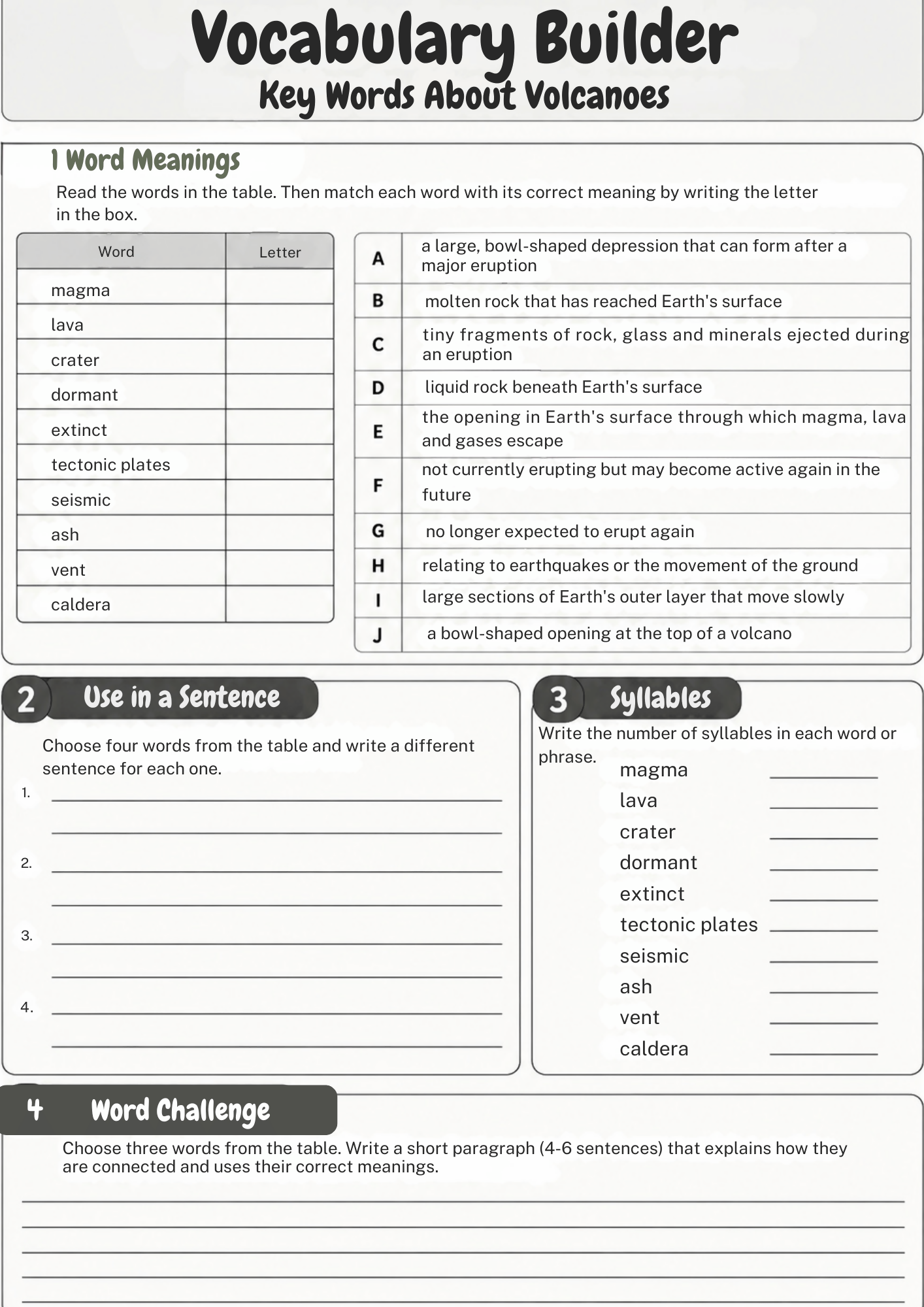 Volcanoes Reading Comprehension & Informative Writing Mini Unit | Years 5–6