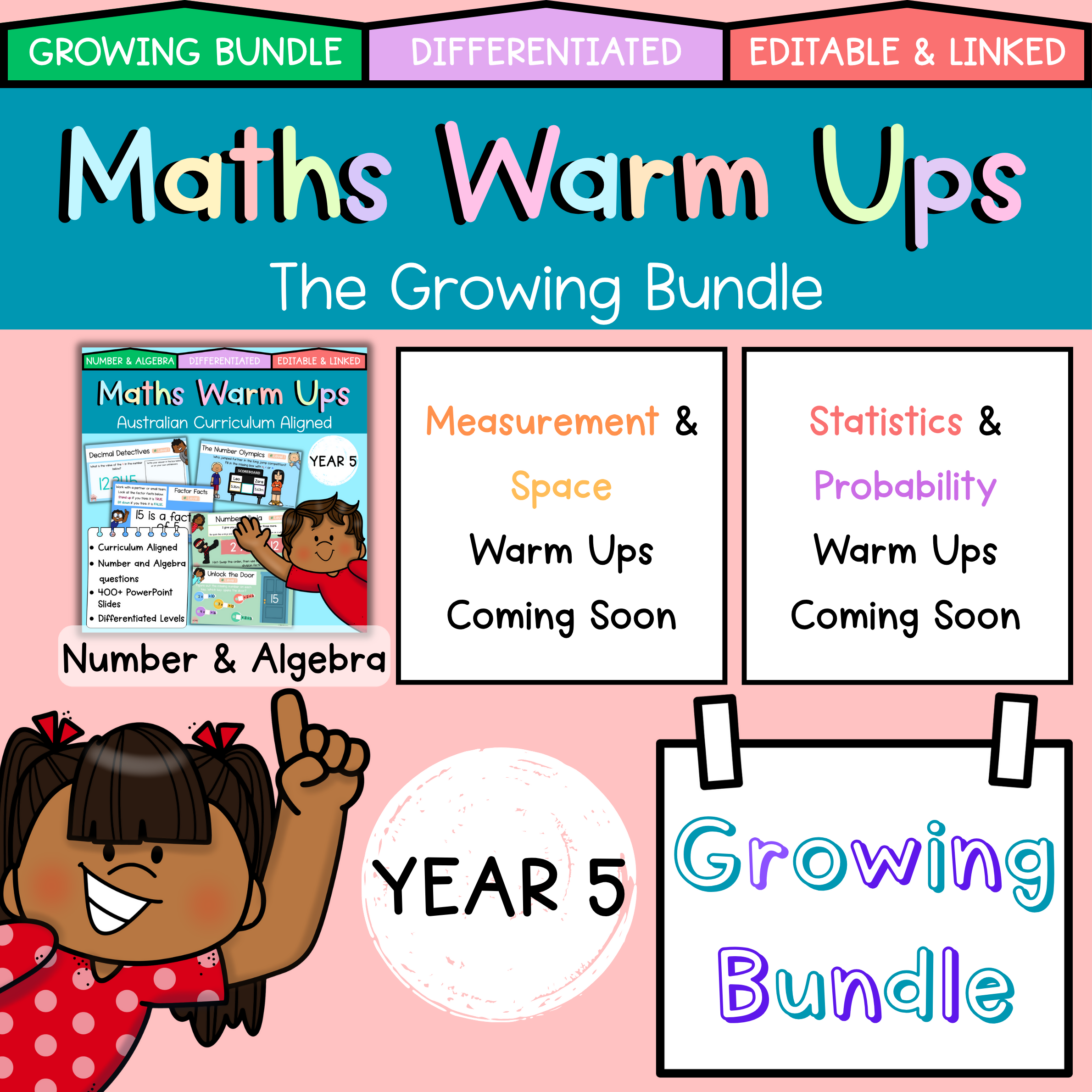 Year 5 Editable Maths Warm Ups I GROWING BUNDLE I Australian Curriculum V9