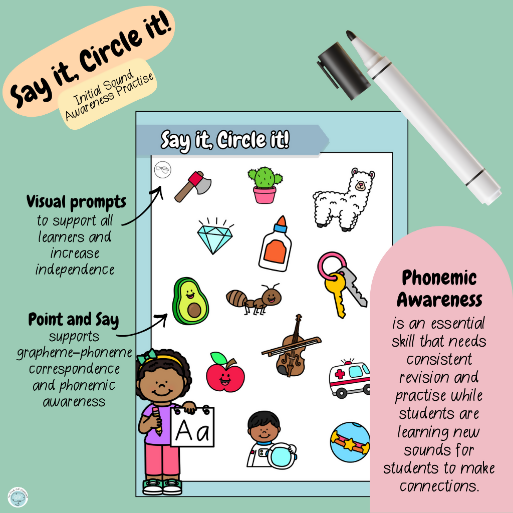 Say It, Circle It | Independent Phonemic Awareness Practise | Foundation