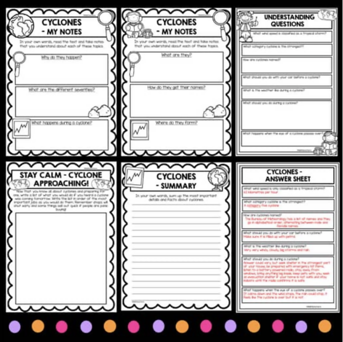 Cyclones Worksheets | Year 3, 4, 5 and 6 Science | Australian Curriculum