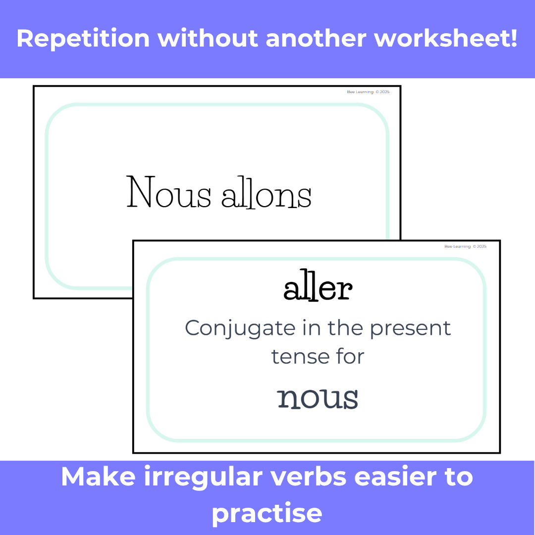 French Irregular Verb Flashcard Game | Avoir Être Aller Faire | Present Tense | Year 7–8