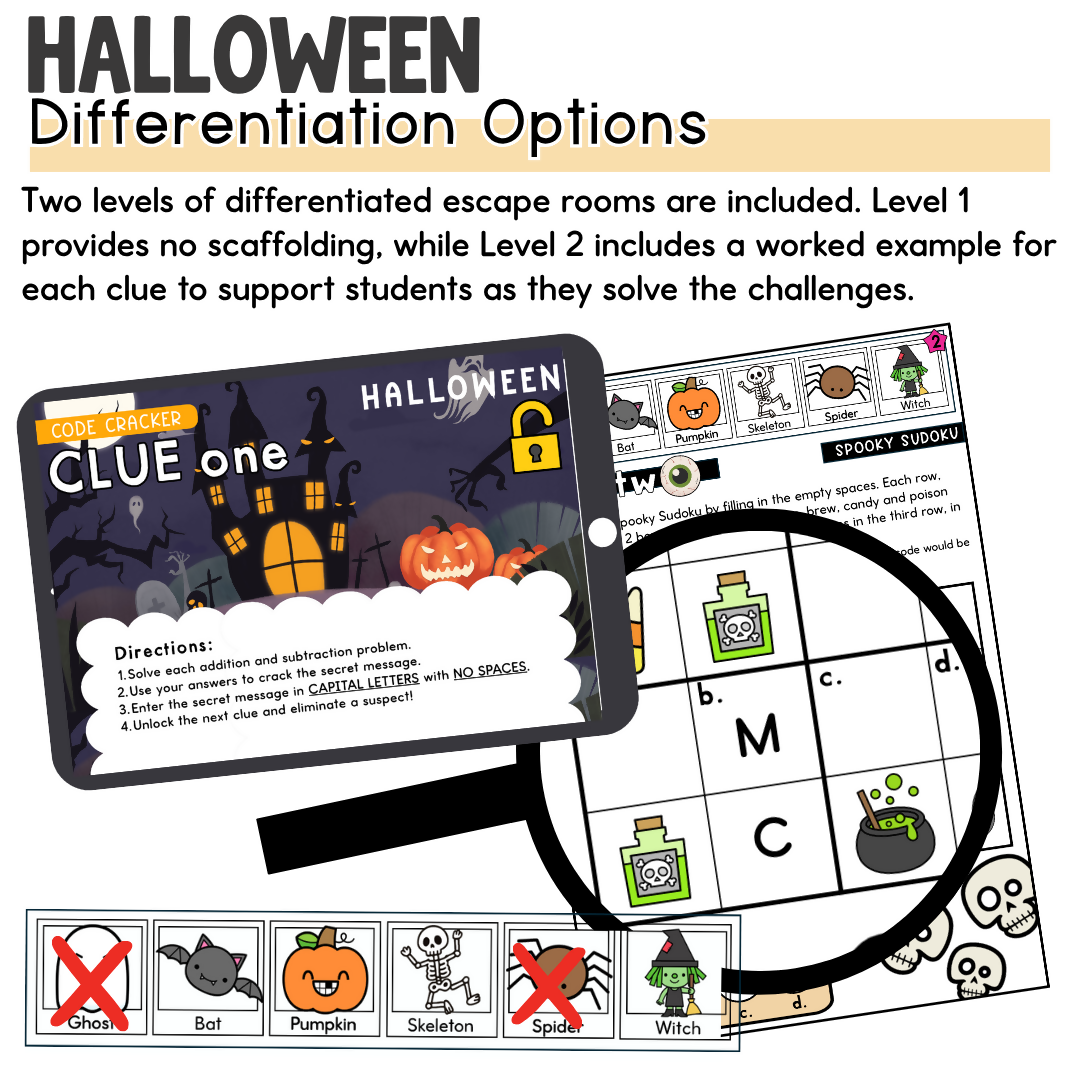 Halloween Maths Escape Room for Years 3–4 | Maths Logic Puzzles, Problem-Solving Challenges & Halloween Classroom Activities