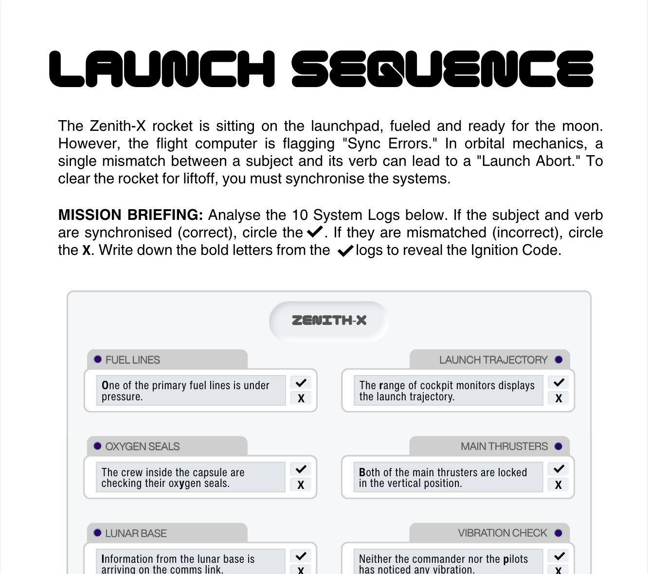 Mission to Space Grammar Puzzle Pack | English Activities | Years 5–6 | STEM Crossover