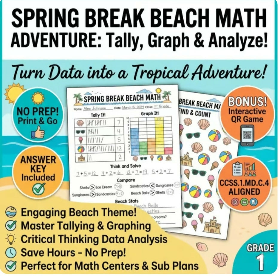 Spring Break Math: Tally and Graphing Beach Activities - Data Analysis