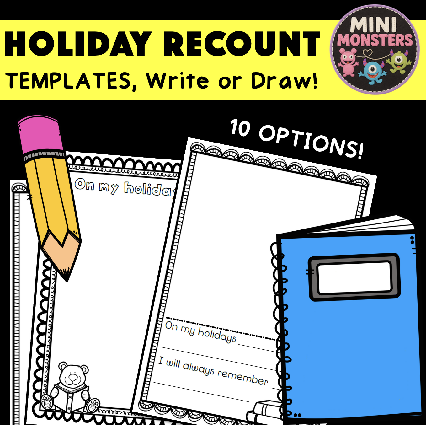❤️ FREE for a short time! ❤️ Holiday Recount Writing Templates | Prep Foundation Year 1 | Australian Curriculum