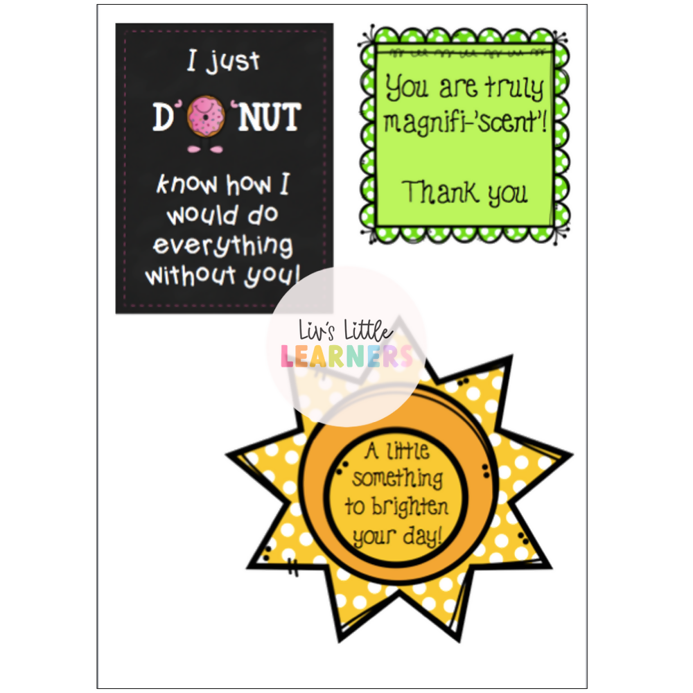 Staff/Colleague/Parent Appreciation Gift Tags (thank you)