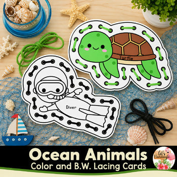 Ocean Animals Beach Day Lacing Cards Morning Bins Early Finishers Activities