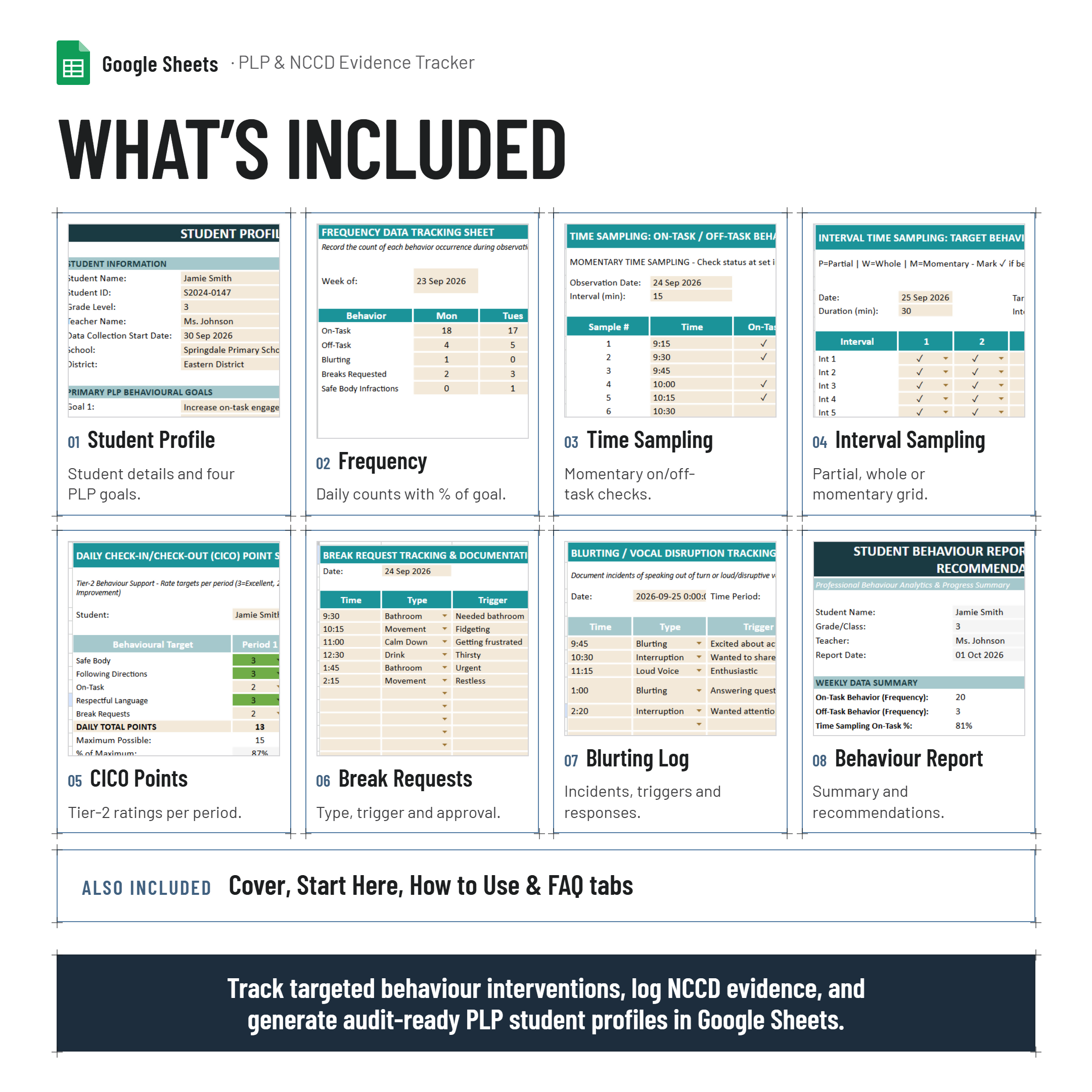 Personalised Learning Plan (PLP) & NCCD Evidence Trackers| Google Sheets