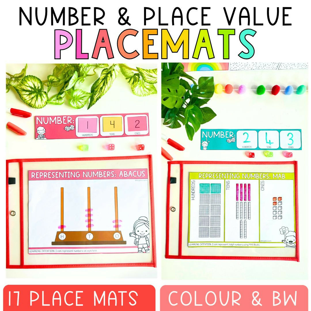 Place Value & Number Placemats I Hundreds, Tens & Ones Charts + Games