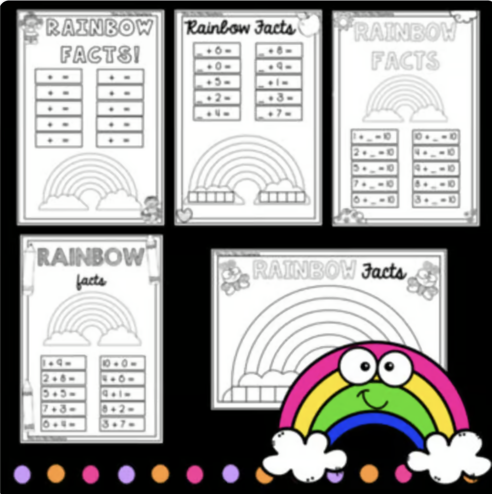 Rainbow Facts Worksheets | Prep Foundation Year 1 | Maths | Australian Curriculum