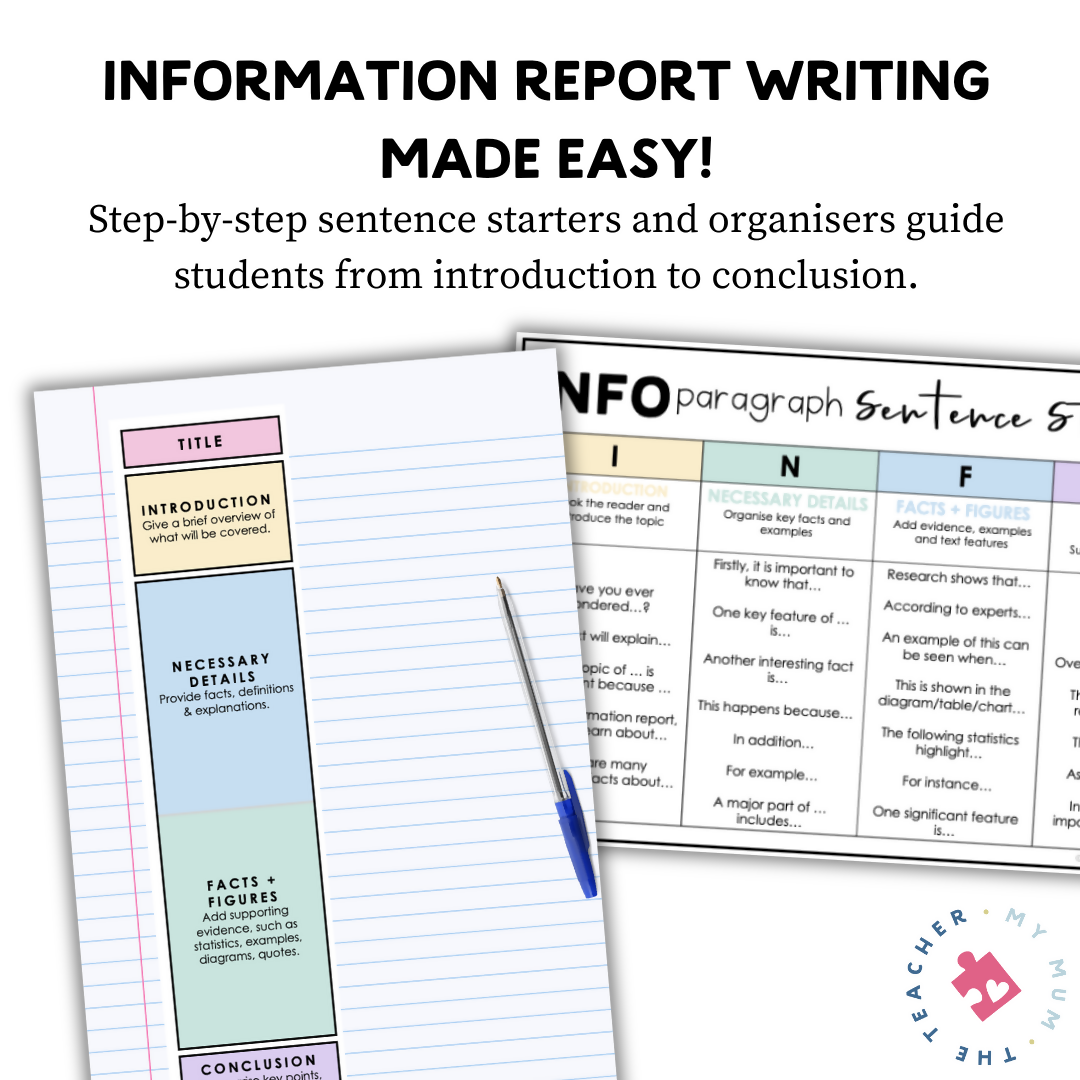 Information Report Writing: I.N.F.O Graphic Organisers