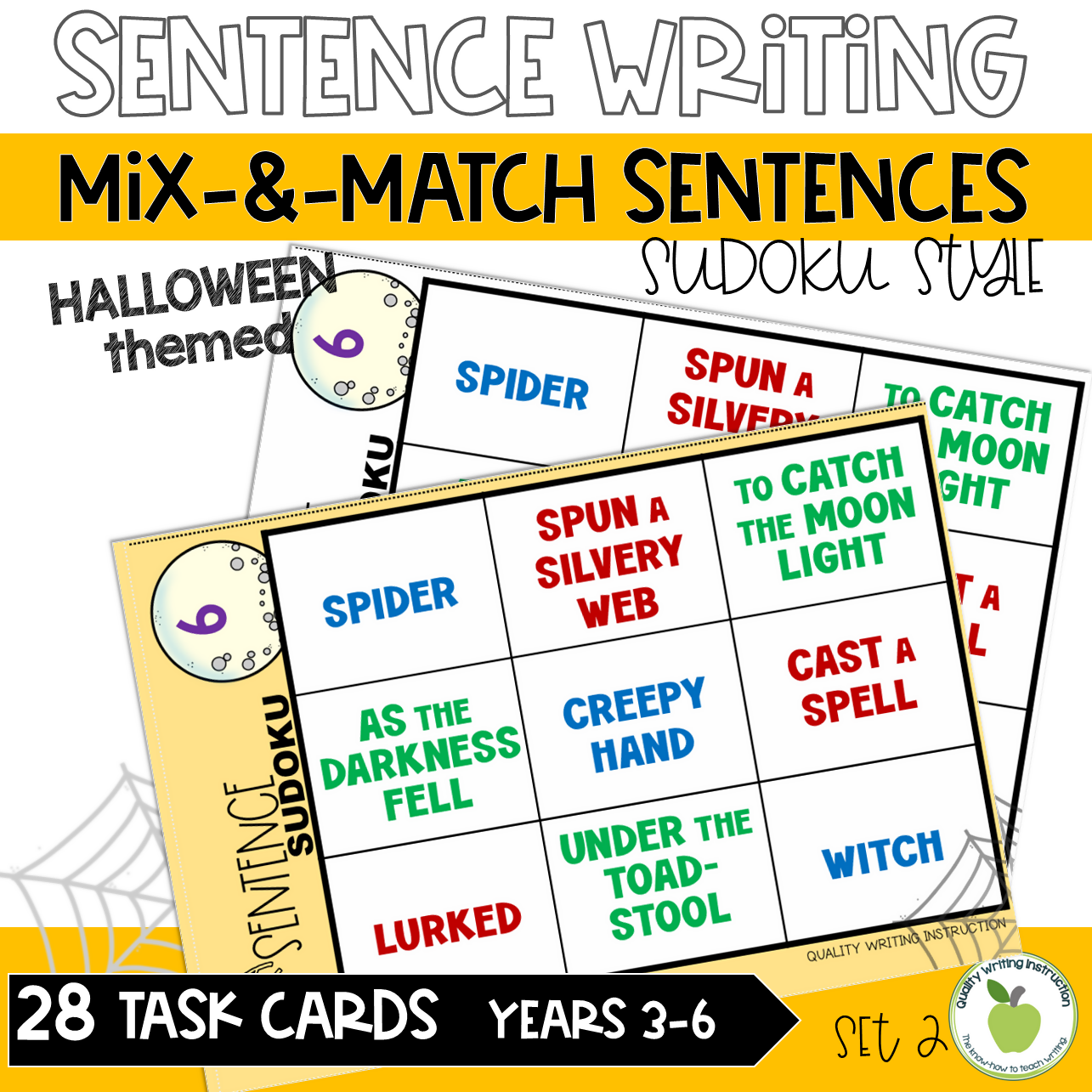 SENTENCE WRITING TASK CARDS | YEAR 3 - 6 | HALLOWEEN | SPOOKY SENTENCES