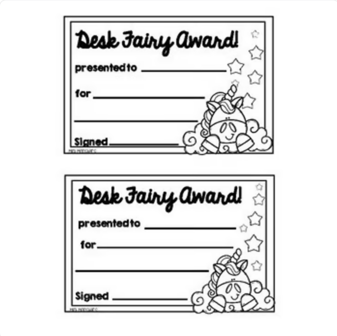 Desk Fairy Notes for Encouraging Positive Behaviour and Organised Desks
