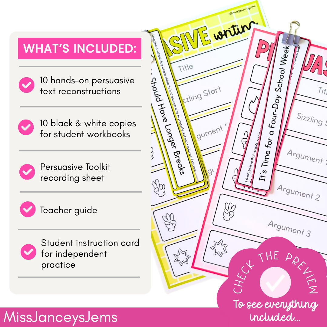 Persuasive Writing Reconstruction I Opinion Writing Structure and Language
