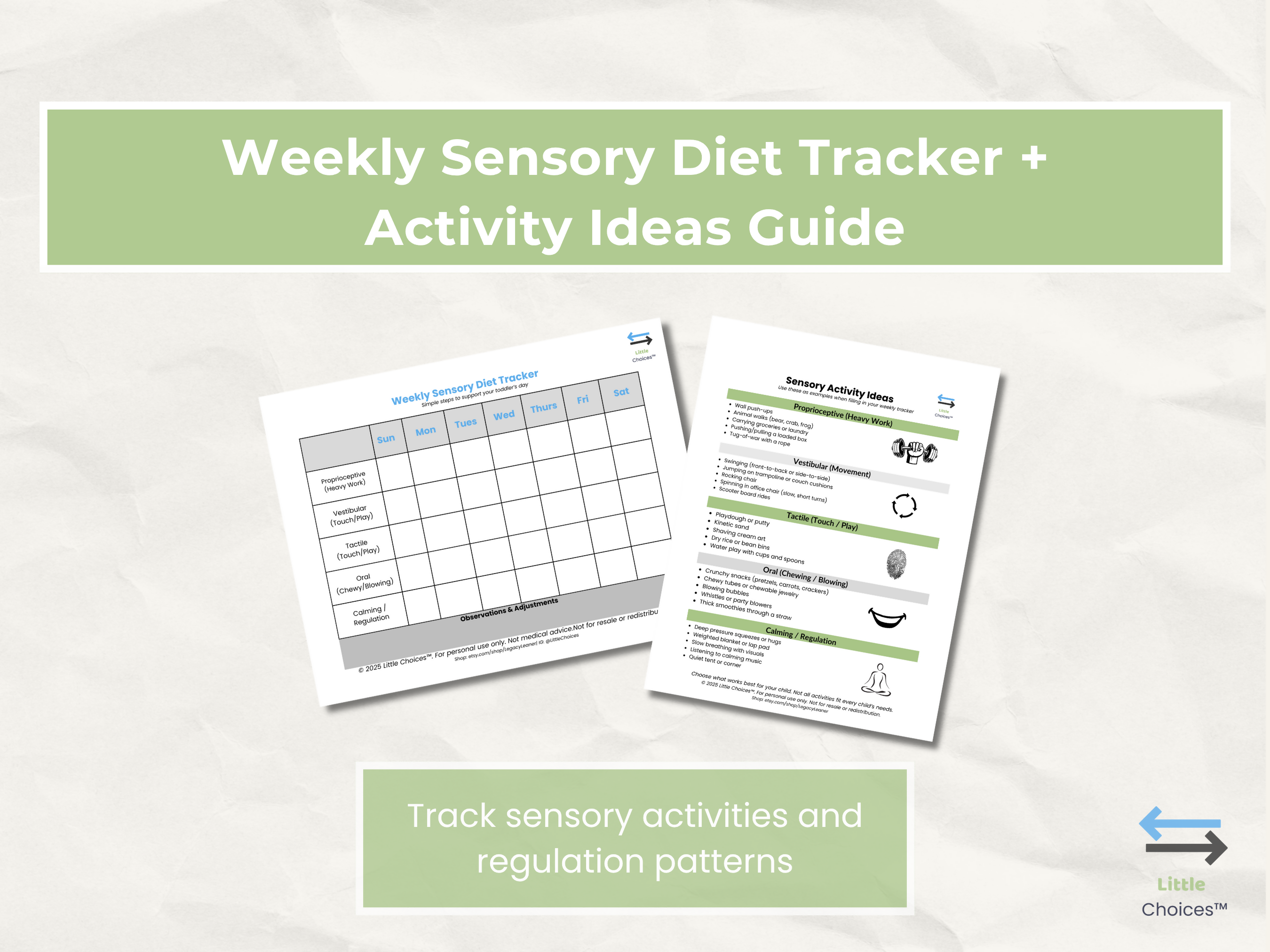 Weekly Sensory Diet Tracker & Activity Guide | Regulation Support for Young Children