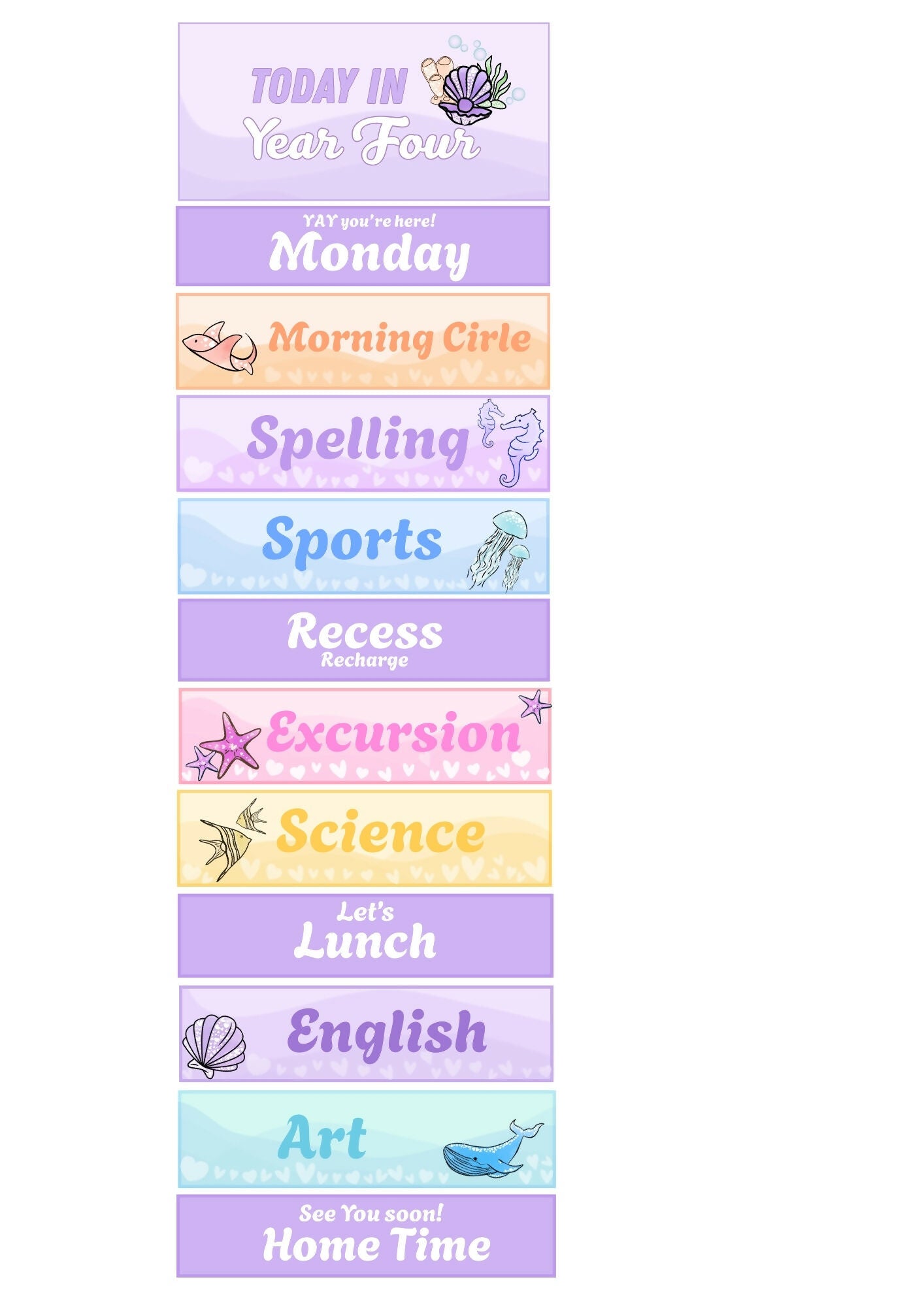 Classroom Schedule - Sweet Tides Ocean Pastel Decor