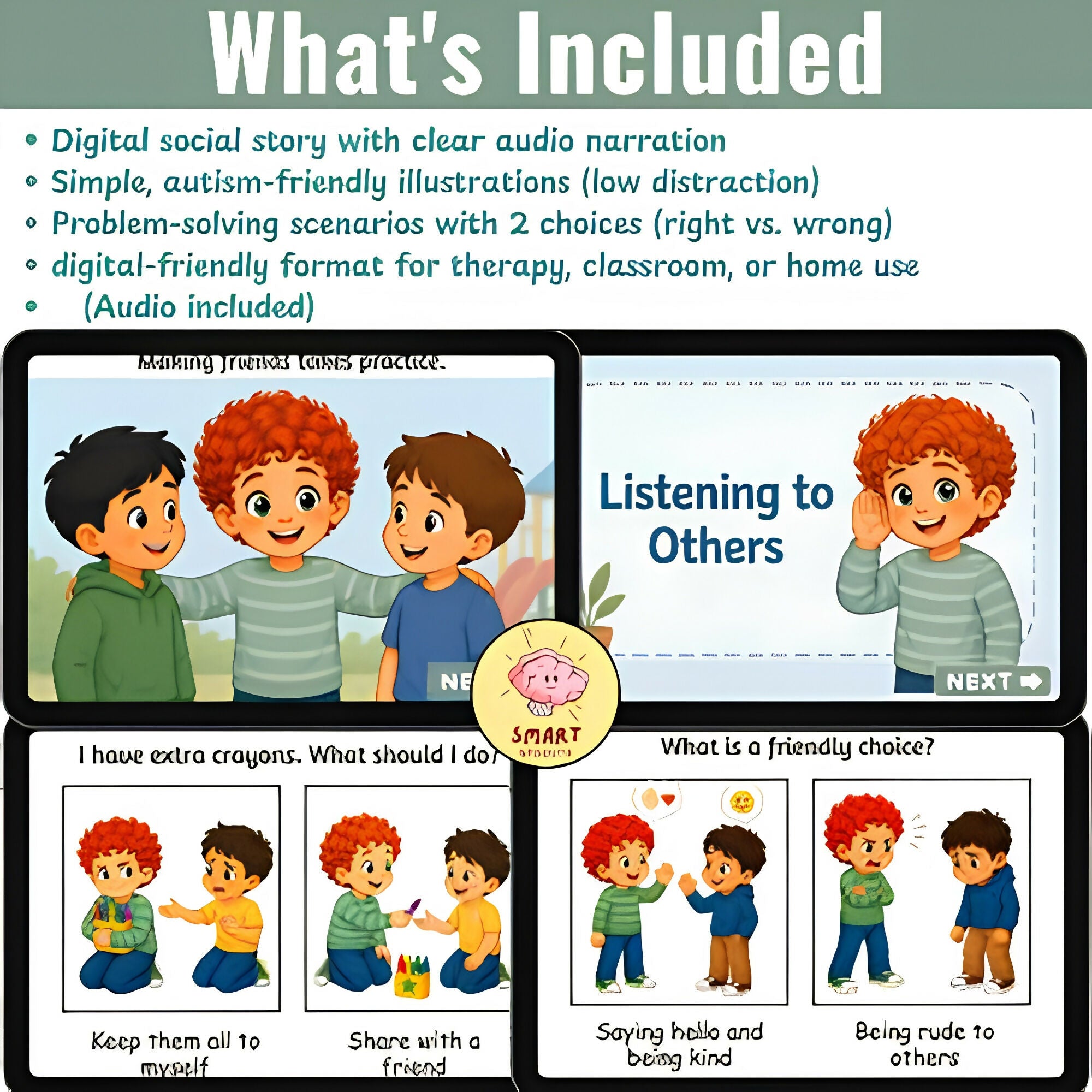 Liam Learns How to Make Friends | Boom card Social Story for PreK & Autism