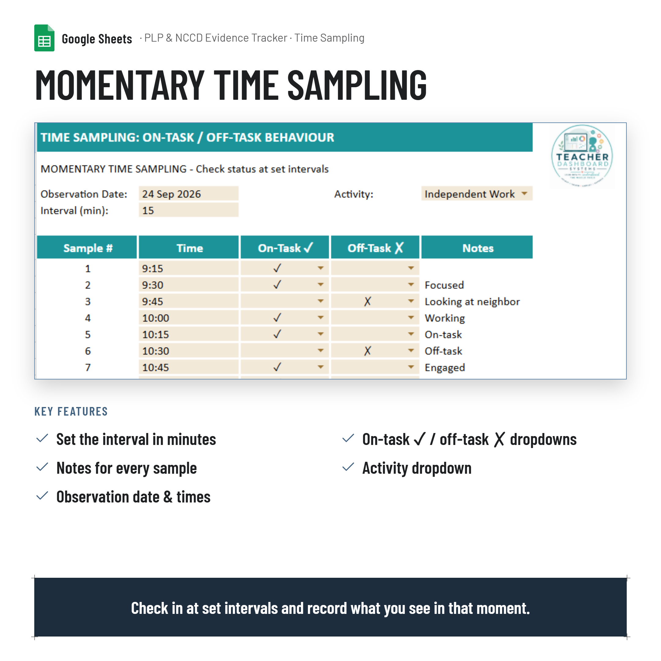 Personalised Learning Plan (PLP) & NCCD Evidence Trackers| Google Sheets