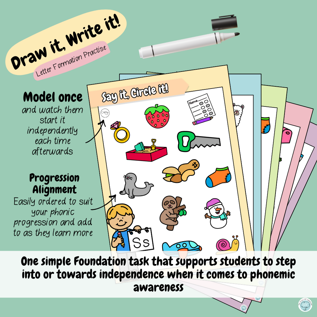 Say It, Circle It | Independent Phonemic Awareness Practise | Foundation