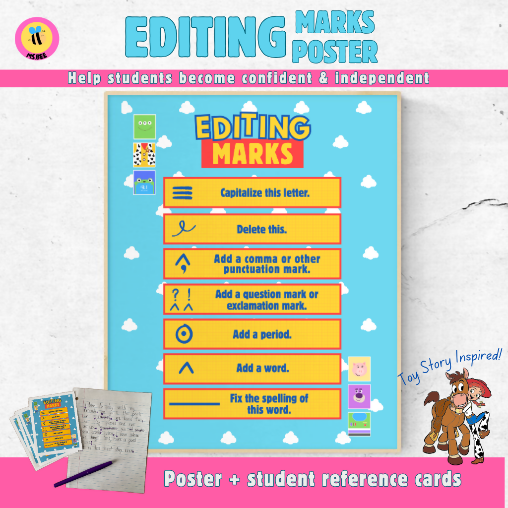 Writing & Editing Poster | Editing Marks Reference Cards