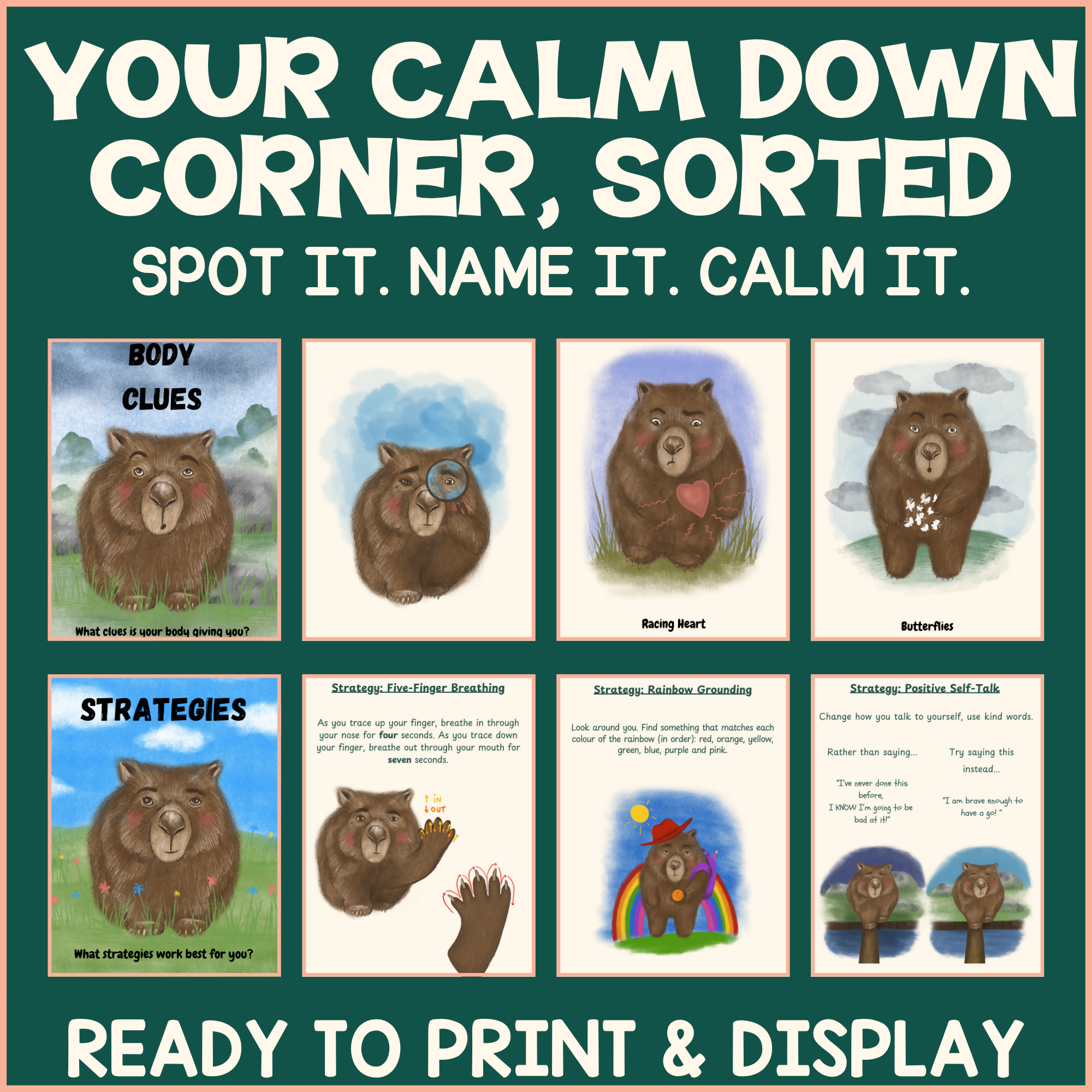 Wally Wombat Calm Corner Pack: Two Picture eBooks and 22 Calm Down Posters