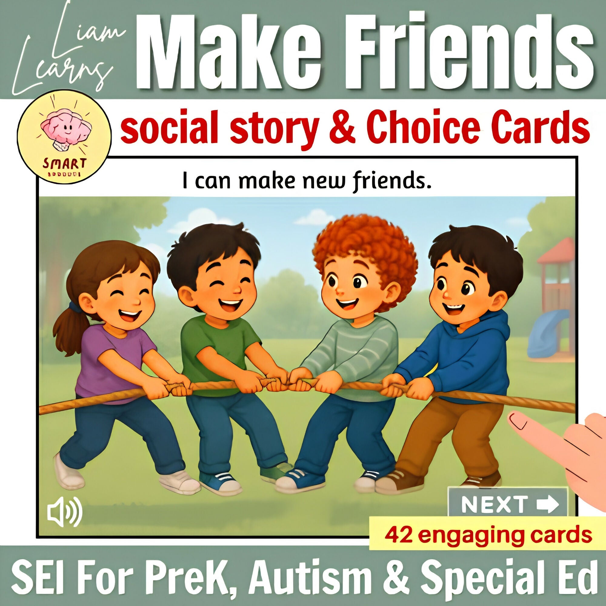Liam Learns How to Make Friends | Boom card Social Story for PreK & Autism