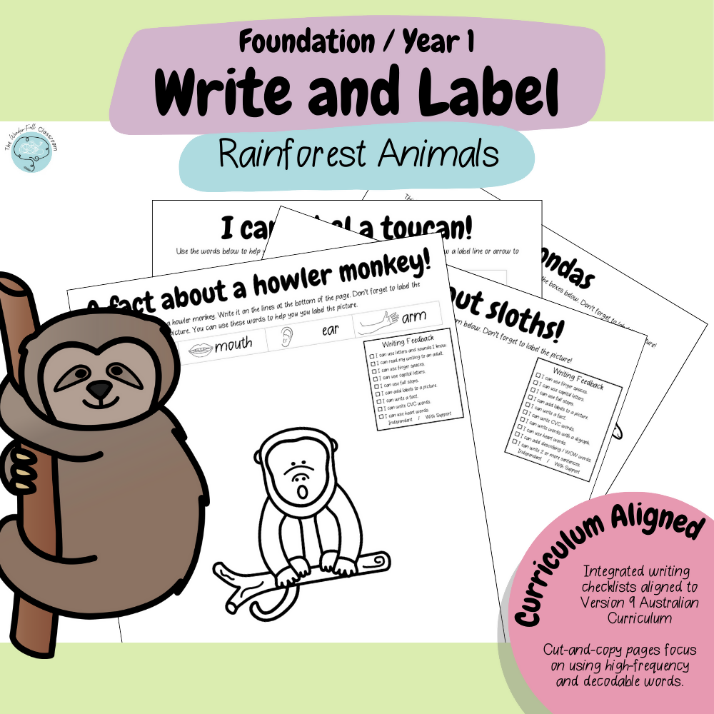 Foundation & Year 1 V9 Differentiated Information Writing - Rainforest Animals