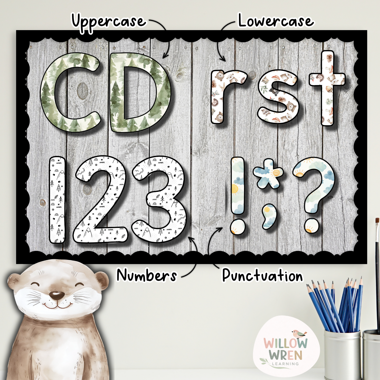Forest Friends Bulletin Board Letters | Editable Lettering Pack Decor Woodland
