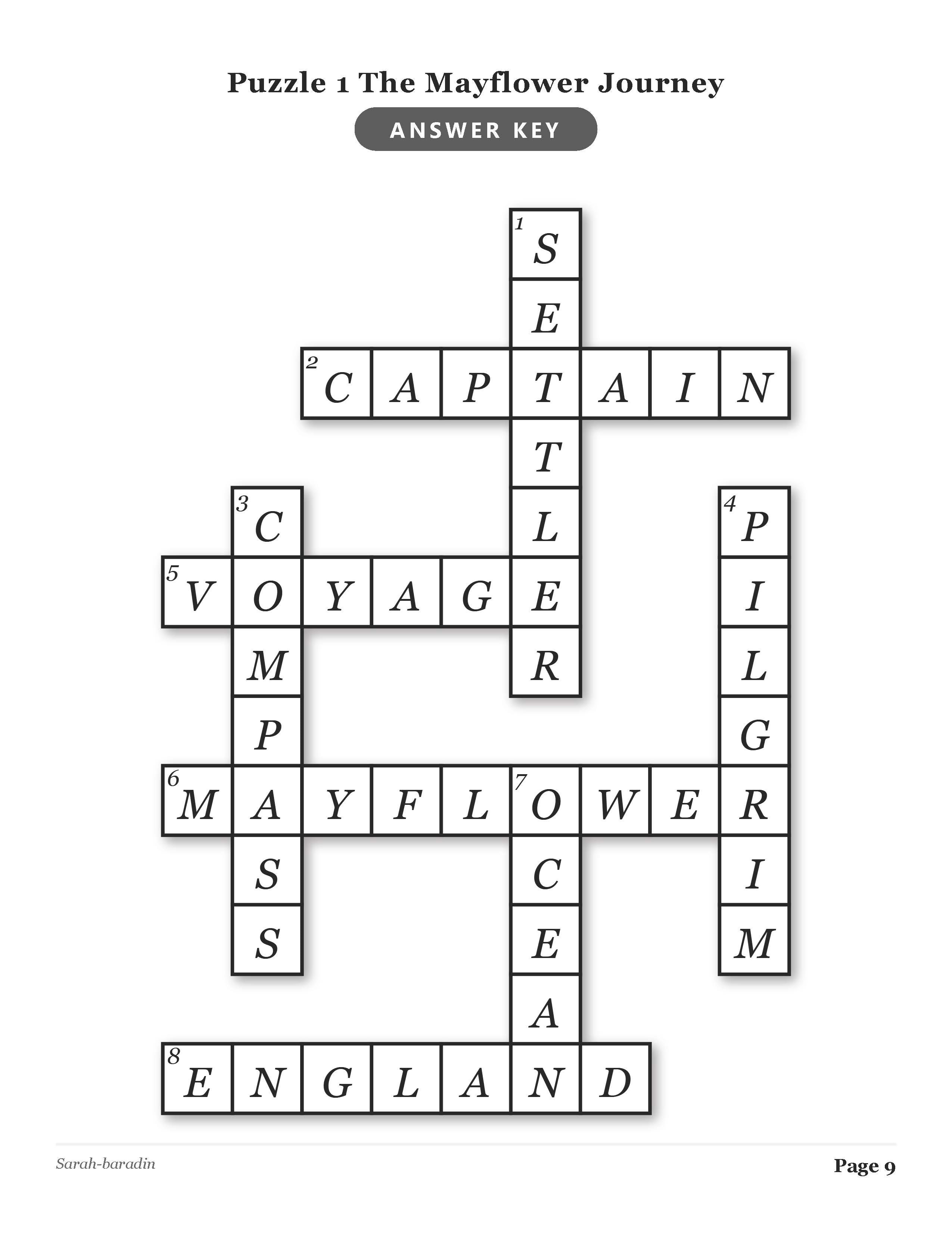 The First Thanksgiving History Crosswords with Word Bank