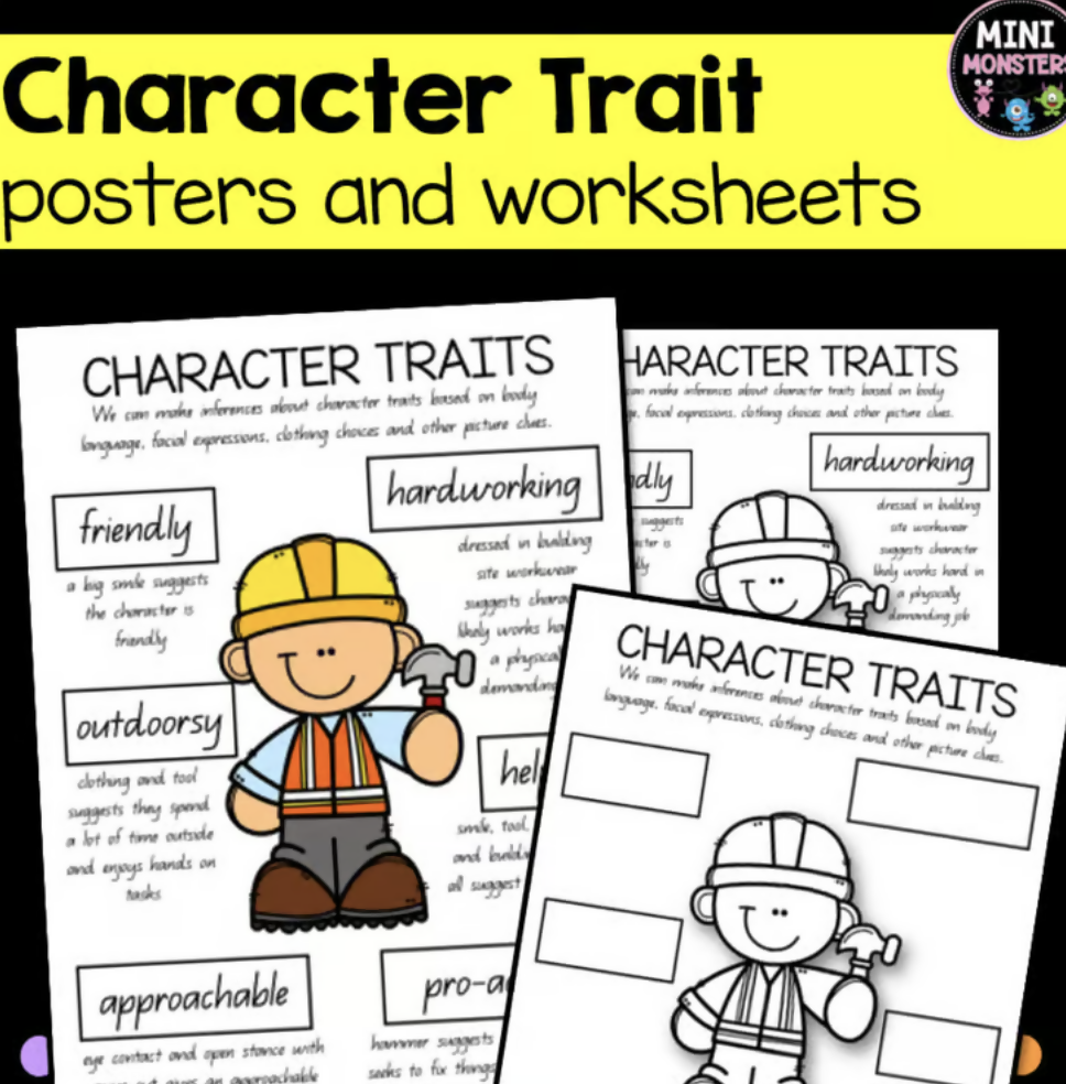 Describing Characters Positive and Negative Traits | Year 2-5 English | Worksheets and Posters | Australian Curriculum