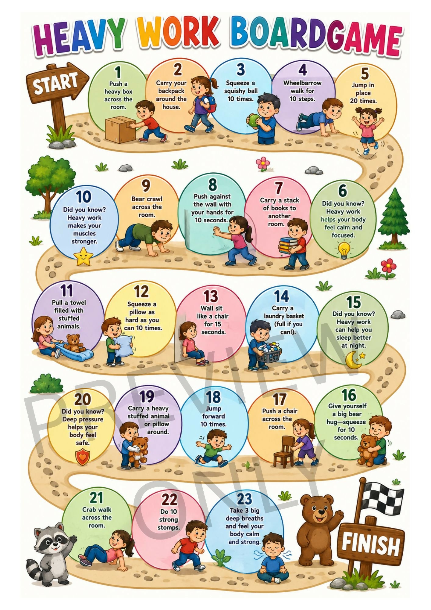 OT Designed - Proprioception - Heavy Work Boardgame (Printable)
