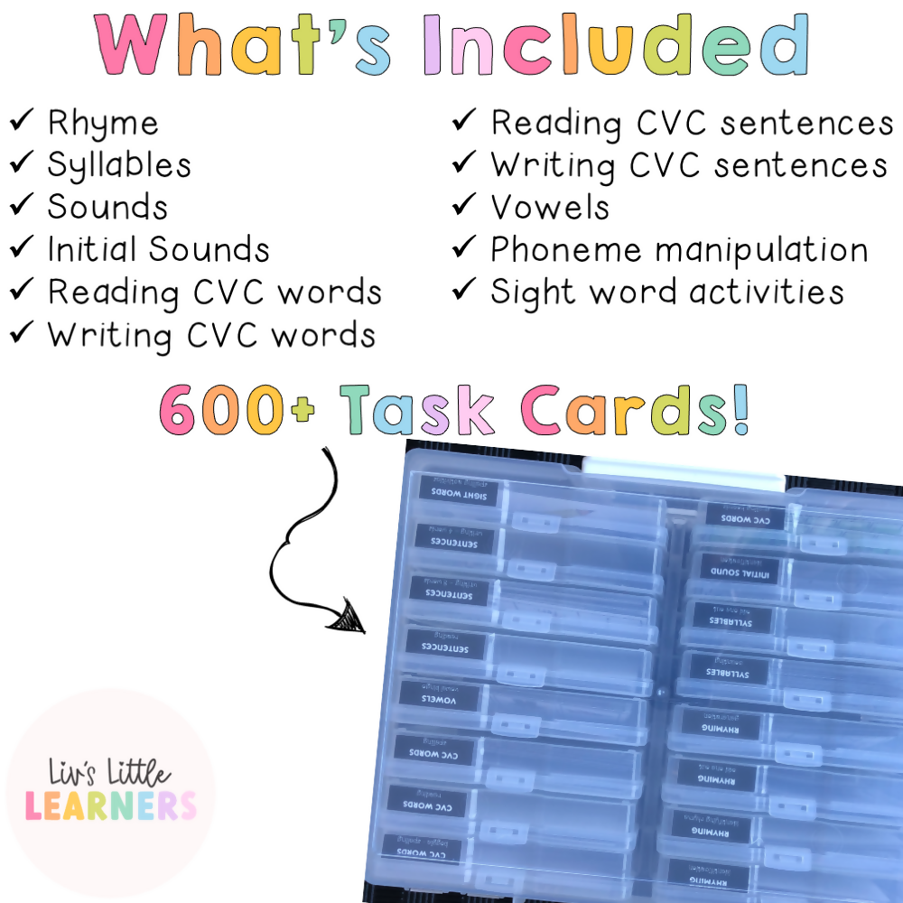 Phonological Awareness and Phonics Foundation Task Cards Pack