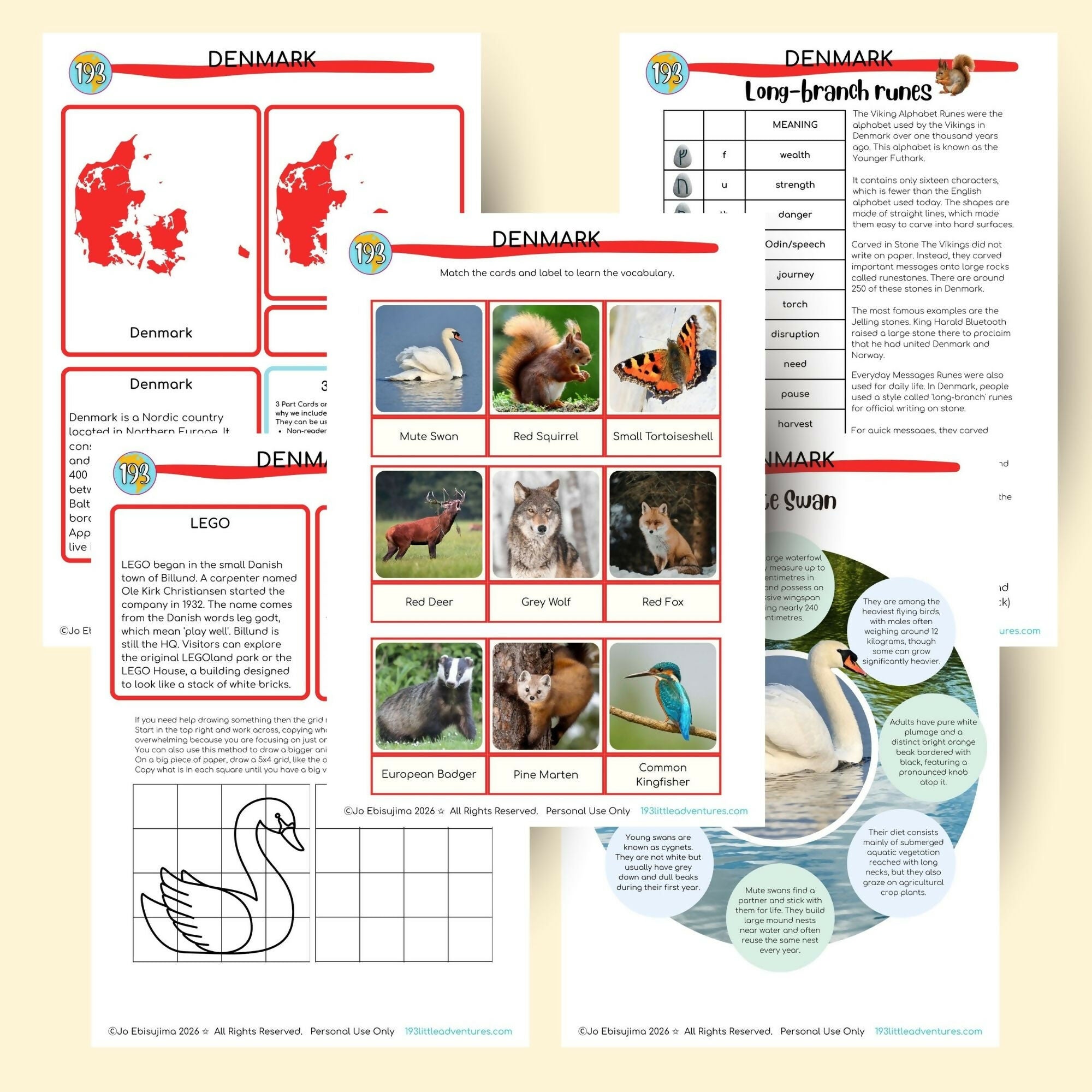 pages from Denmark geography and culture pack