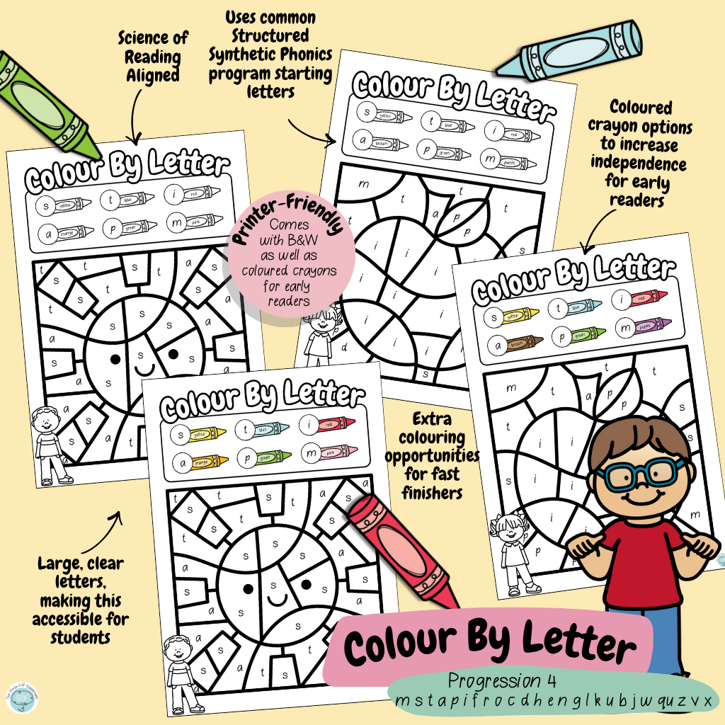 Colour by Letter - mstapifrocdhenglkubjwquzvx | Letter Recognition | Print & Go