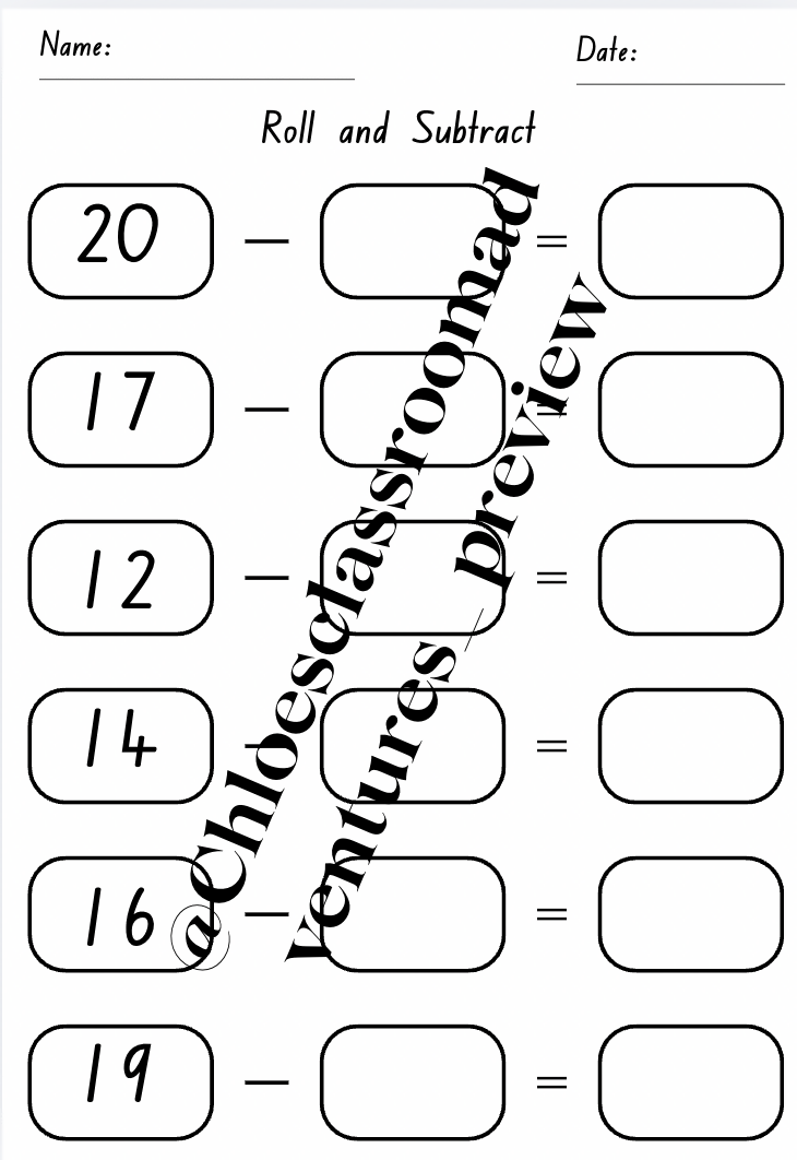 Roll and Add & Subtract Worksheets (Dice Maths Activity/Game) | Now Improved
