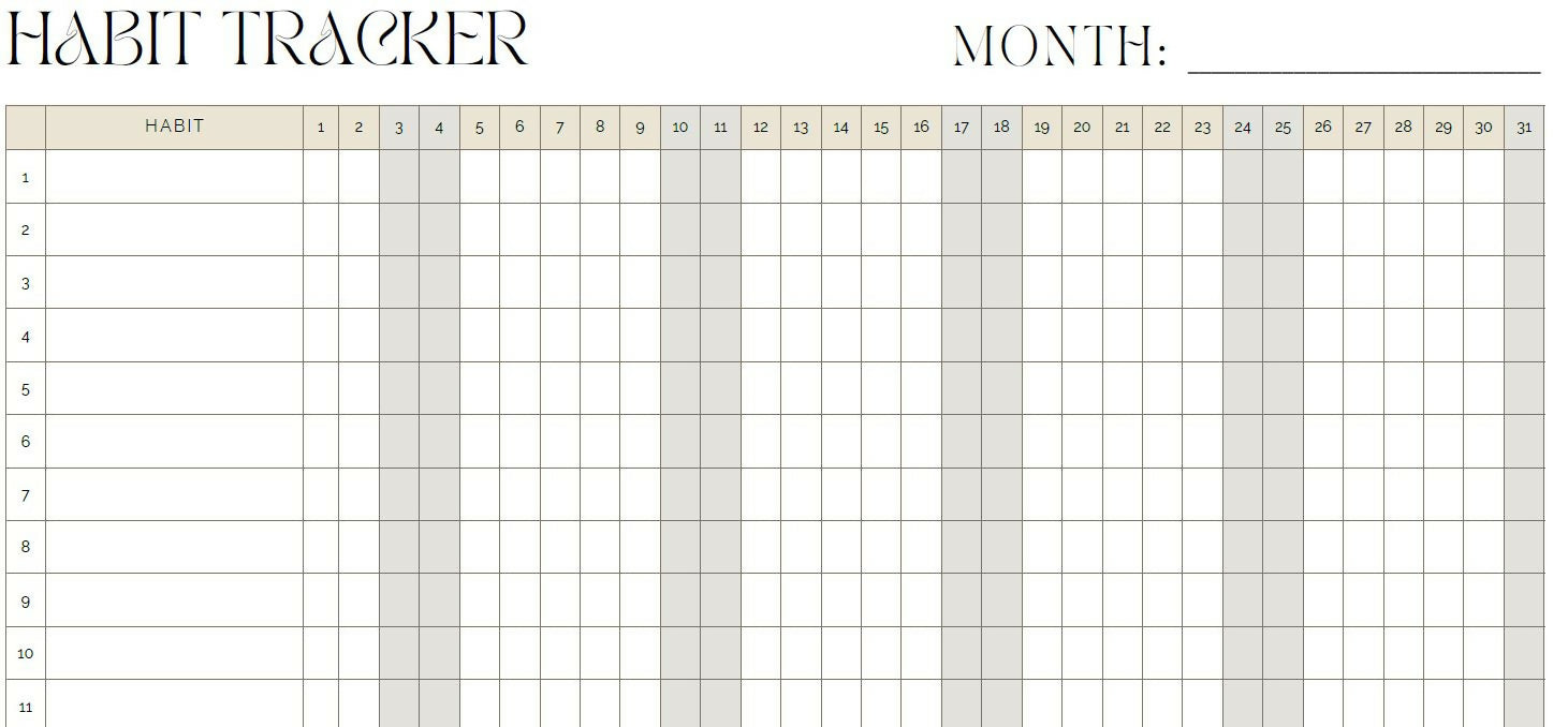 Monthly Habit Tracker