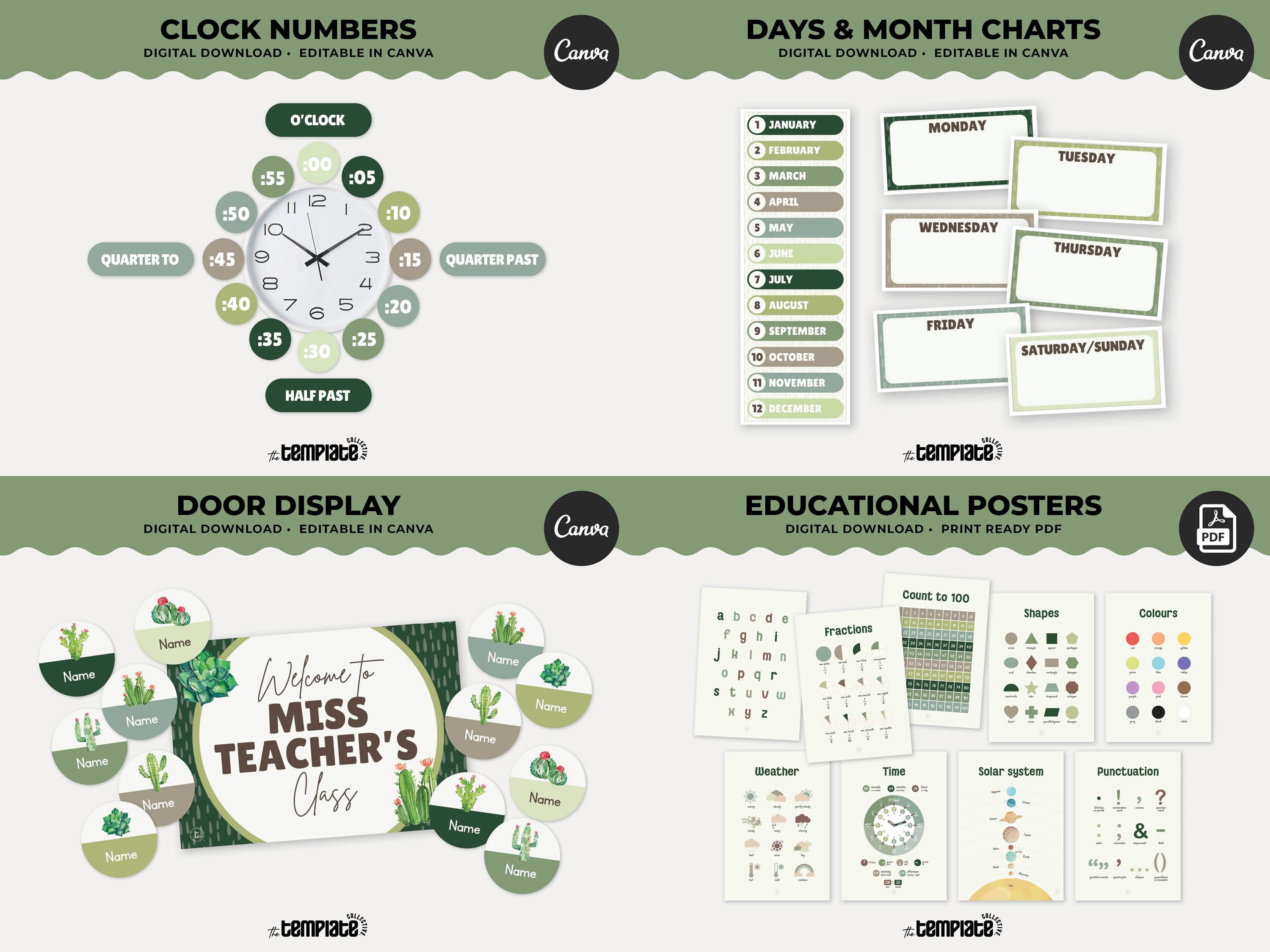 Cactus Cove Classroom Decor Bundle • Boho Cactus Classroom Theme • Bulletin Board Decor • Teacher Resources • Editable & Printable