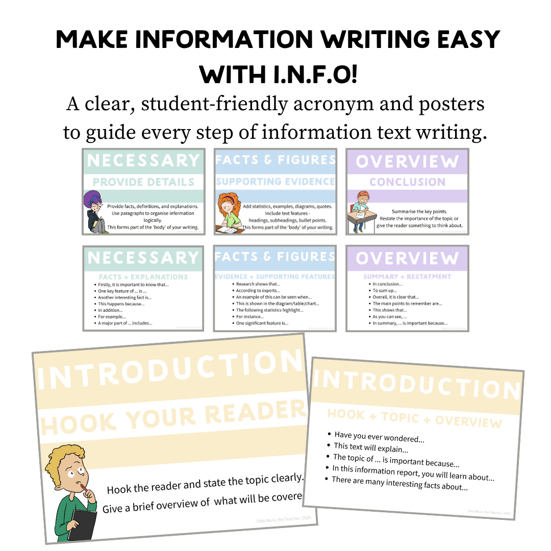 Information Report Writing: I.N.F.O Posters | English Posters