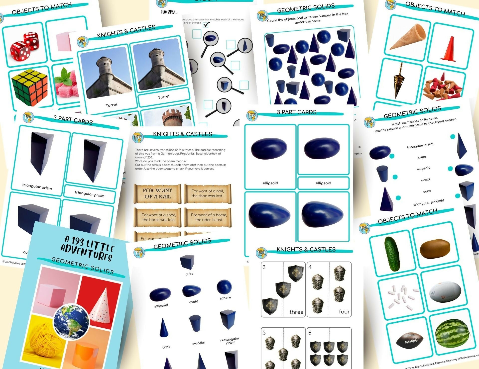 Montessori Geometric Solids + Object Cards 3 Part Cards PDF
