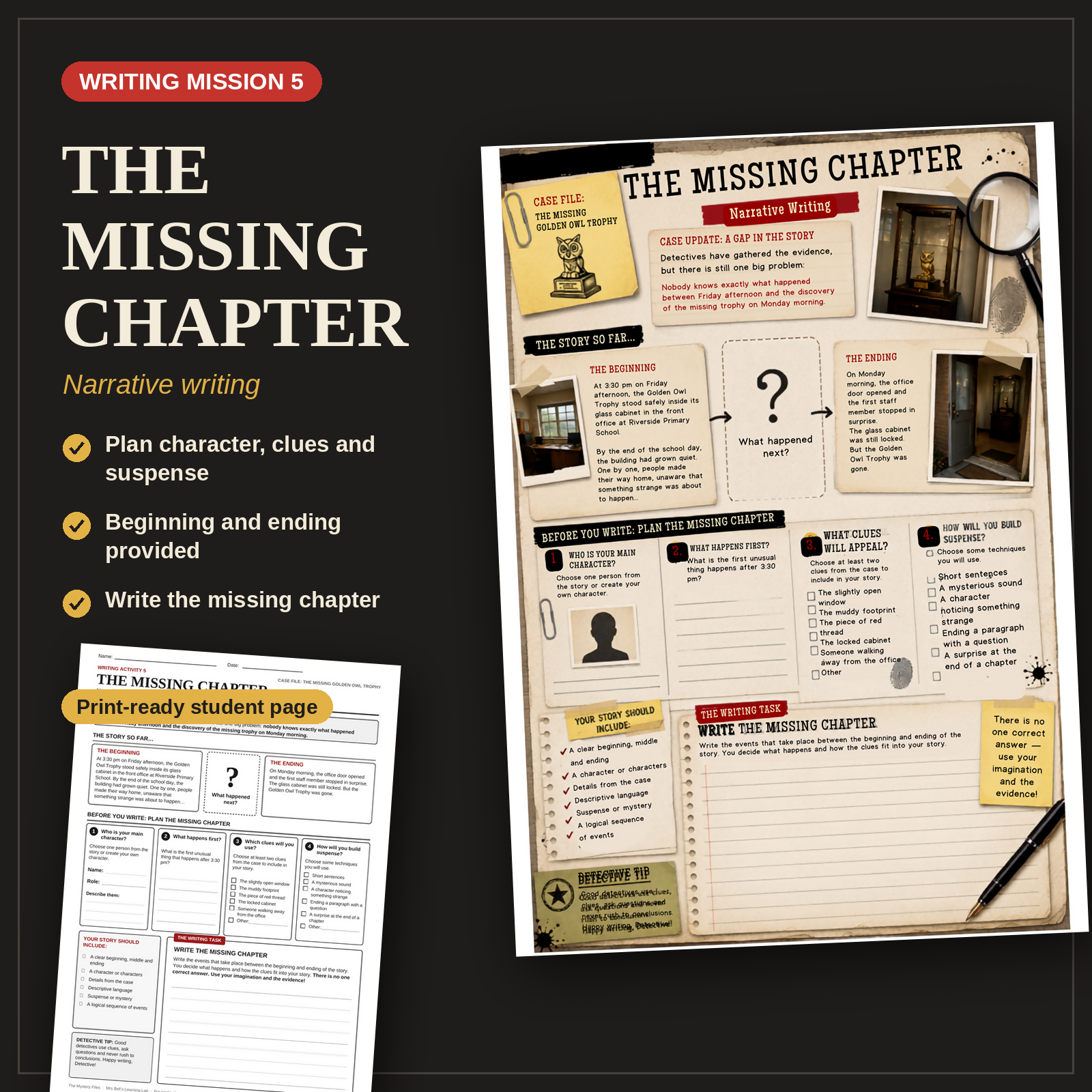 The Mystery Files | Detective Writing Activities | Years 3–6