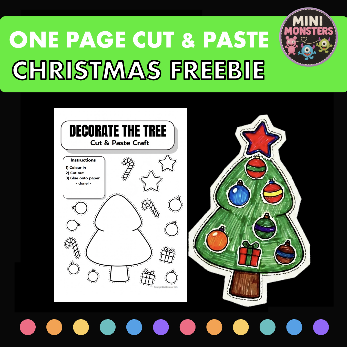 FREE Christmas Cut and Paste Craft Decorate the Tree Prep Year 1 Year 2
