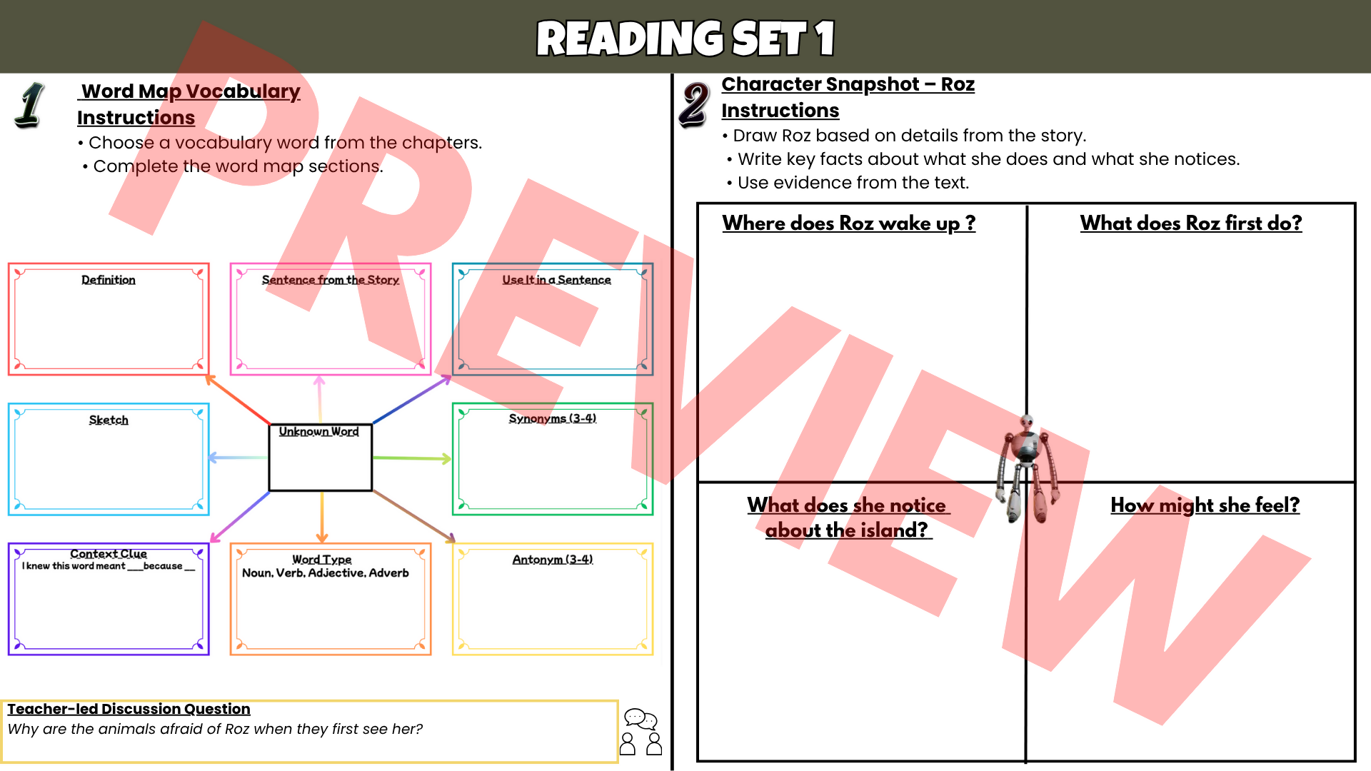 The Wild Robot Novel Study – Comprehension, Vocabulary & Activities (Grades 3–6)