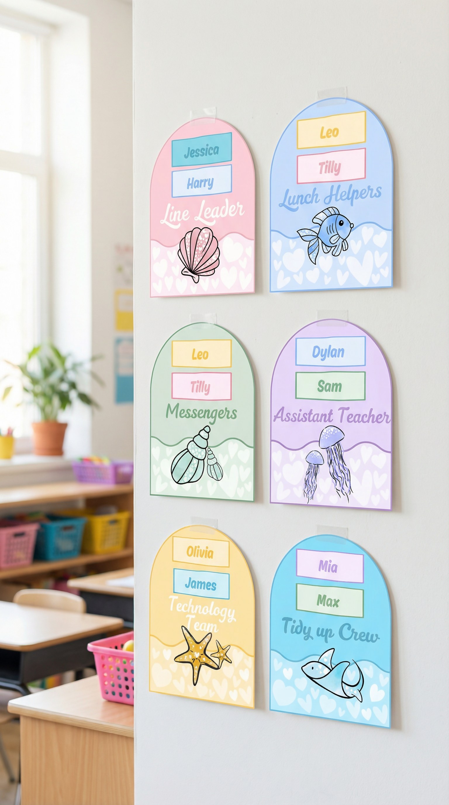 Classroom Job Chart - Sweet Tides Pastel Ocean