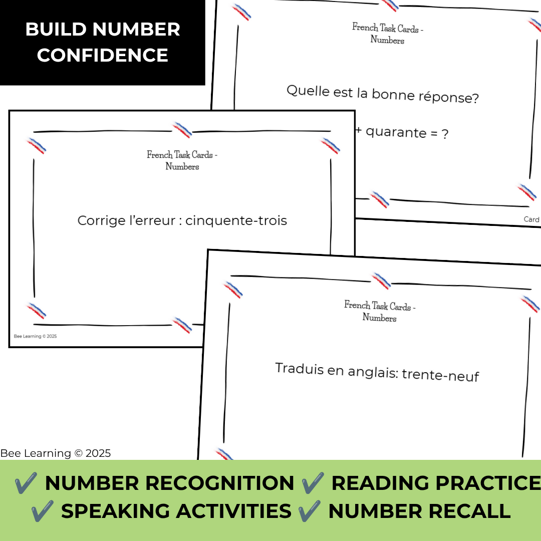 French Numbers 0–69 Activities | Task Cards & Speaking Practice
