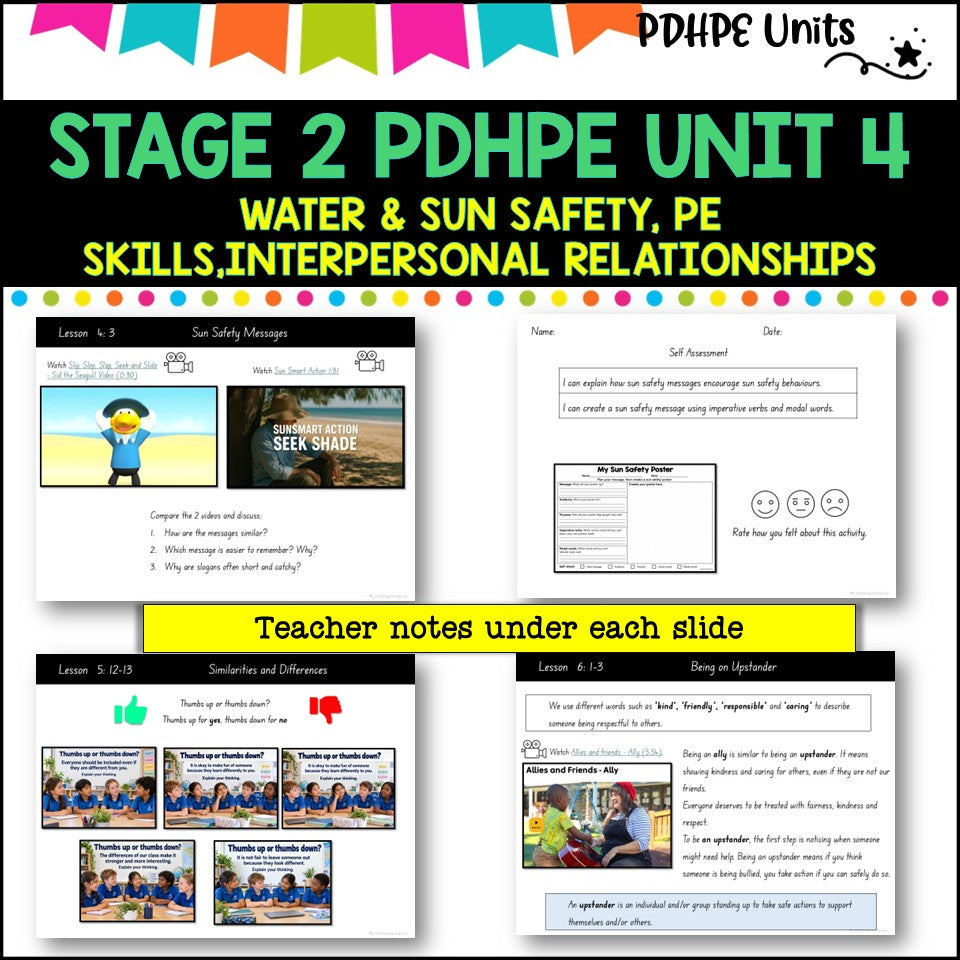 STAGE 2 UNIT 4 NSW Aligned PDHPE water, sun safety, movement skills, identity, interpersonal skills