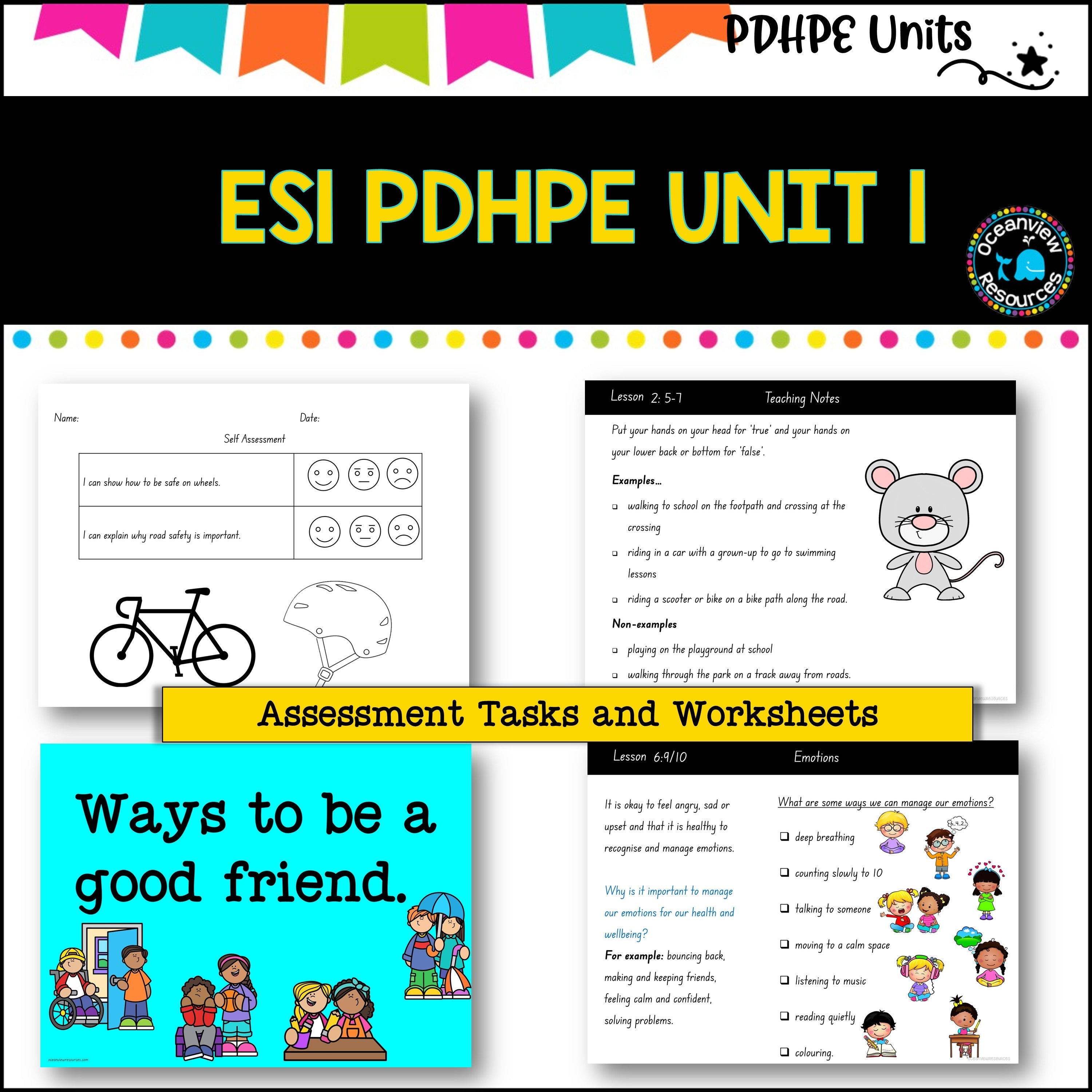 ES1 (kinder) UNIT 1 NSW PDHPE - Movement, Health, Relationships, Safety, wellbeing. identity, physical activity