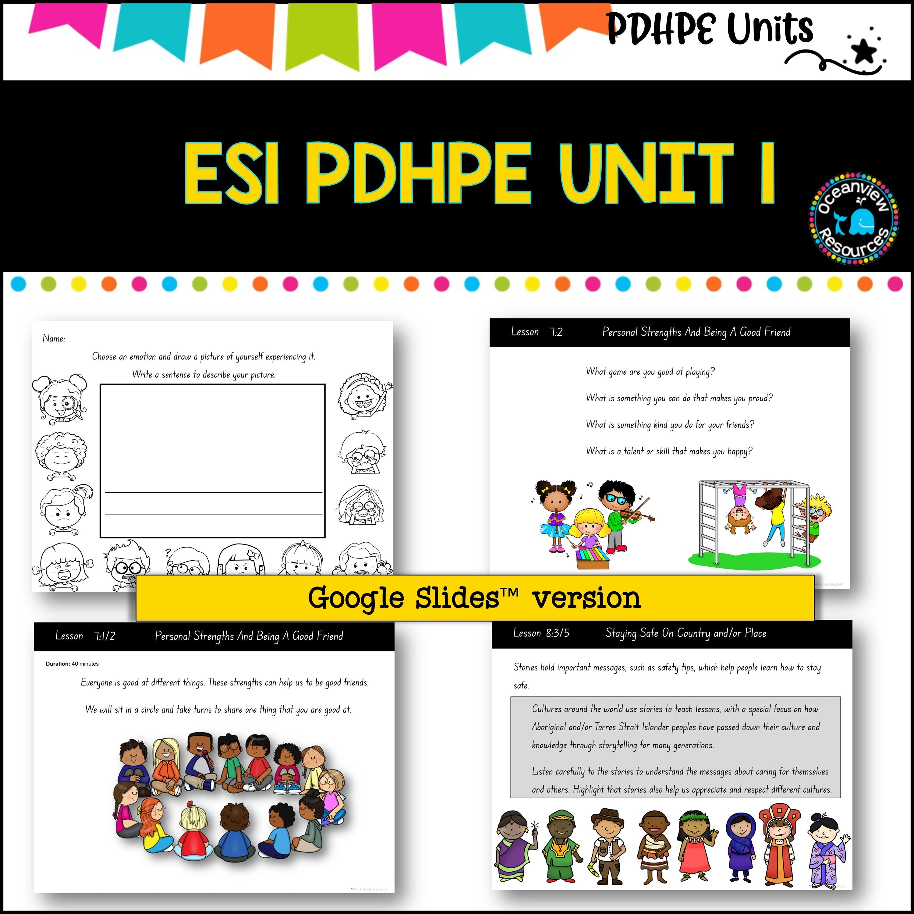 ES1 (kinder) UNIT 1 NSW PDHPE - Movement, Health, Relationships, Safety, wellbeing. identity, physical activity