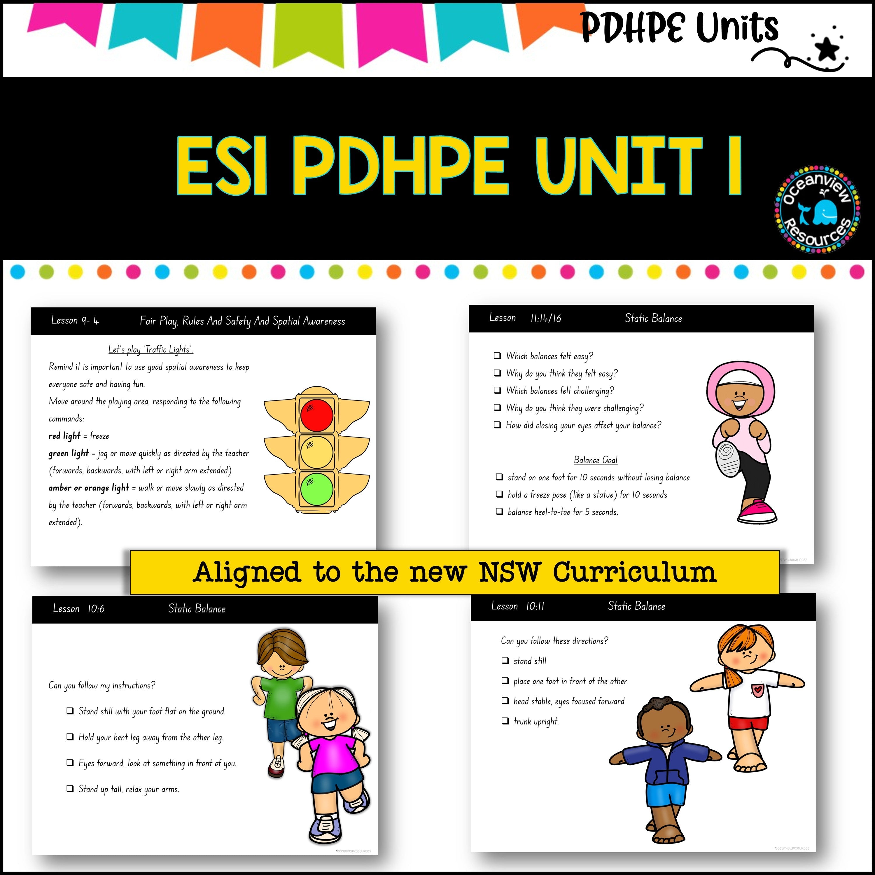 ES1 (kinder) UNIT 1 NSW PDHPE - Movement, Health, Relationships, Safety, wellbeing. identity, physical activity