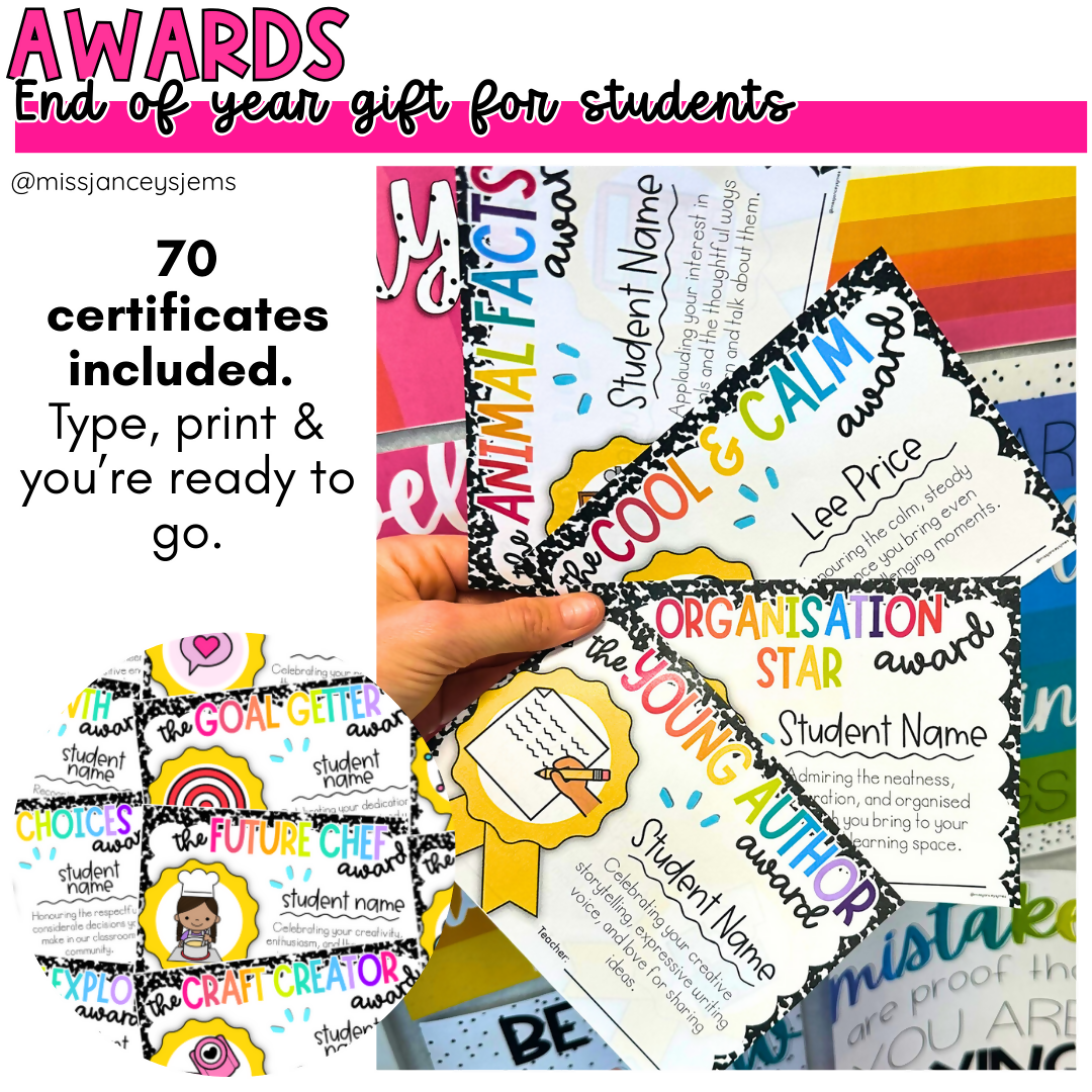 Editable End of Year Student Awards | 70 EOY Student Certificate Templates