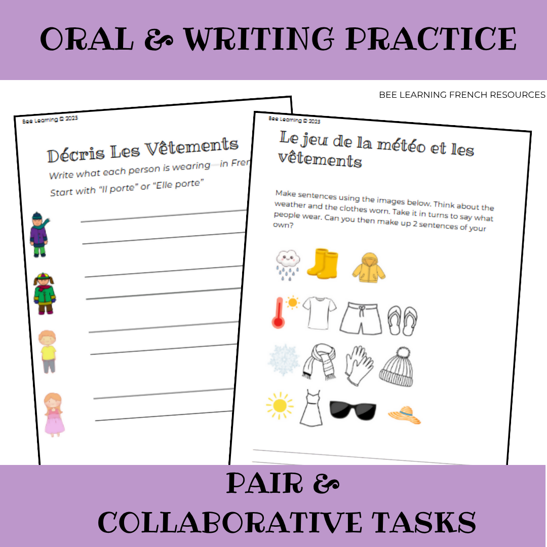 French Weather and Clothing Activities | Vocabulary & Sentence Building | Year 7–8